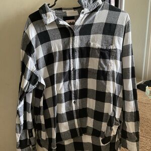 Black and White Checkered Button-Up Shirt